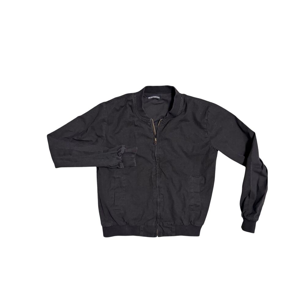 Brandy Melville Kasey Black Cotton Bomber Jacket OS - Picture 2 of 4